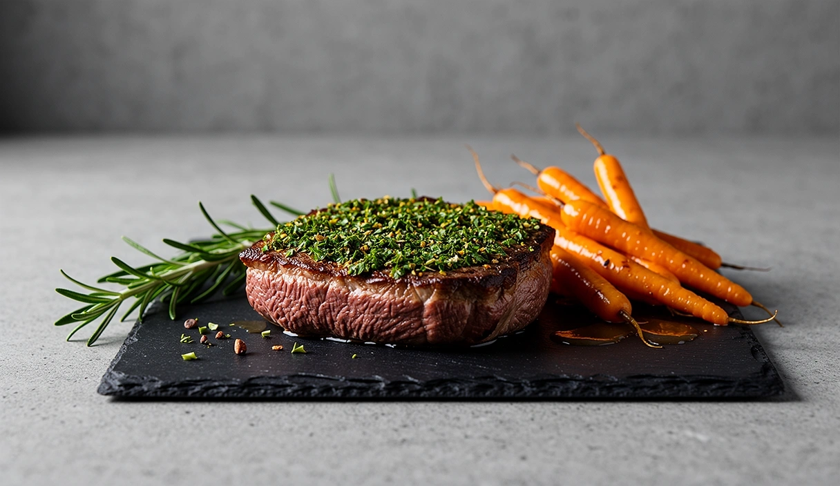 Rinds-Entrecôte mit Kräuterkruste